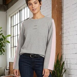 THML Gray Colorblock Sweatshirt Pink Stripe Sleeves | Size XS